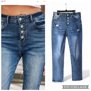 Button Fly Med Wash Jeans 6 28